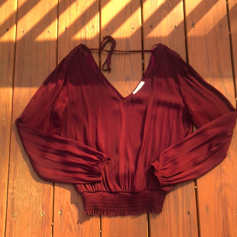 **Stitch Fix** plunging neckline cranberry l/s shirt
